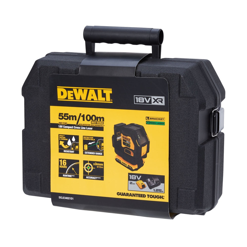 DEWALT Kreuzlinienlaser, Grün, 2x180°, 18V DCLE34021D1-QW