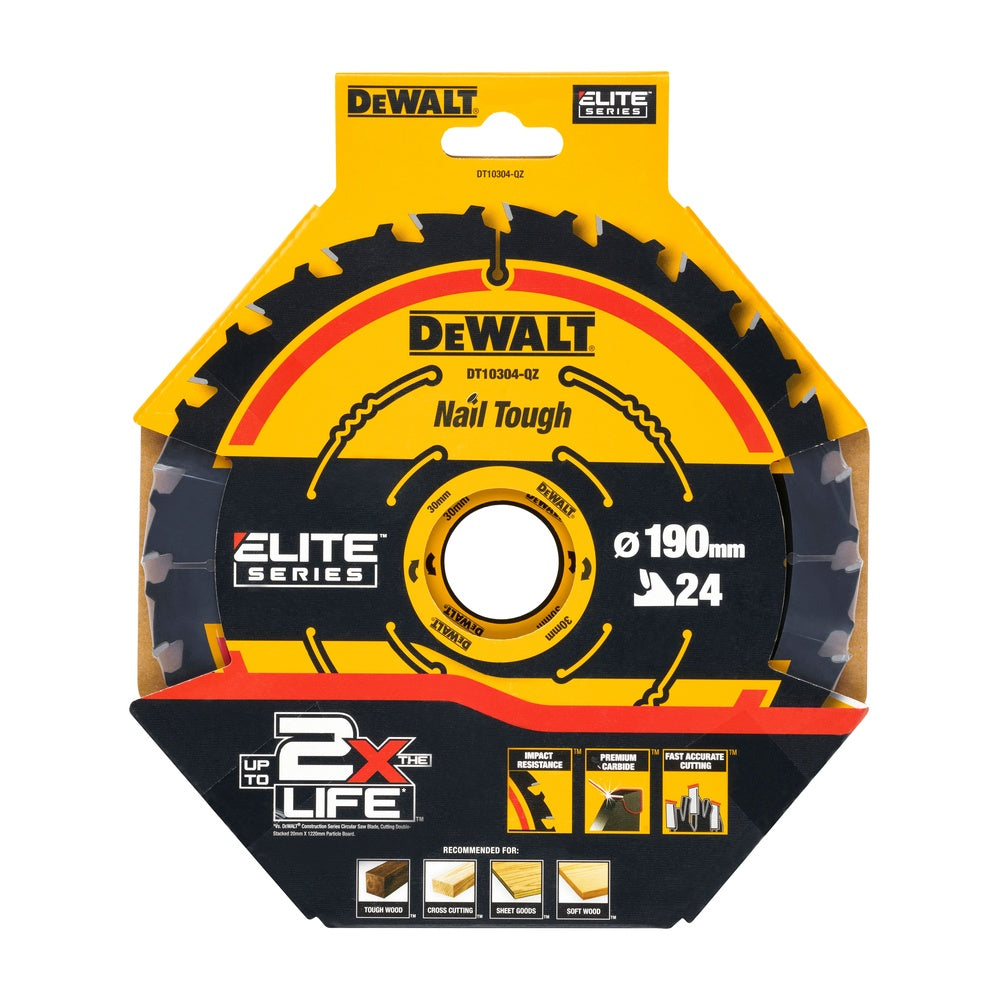 DEWALT ELITE Kreissägeblätt. 190/30 mm 24 WZ DT10304-QZ