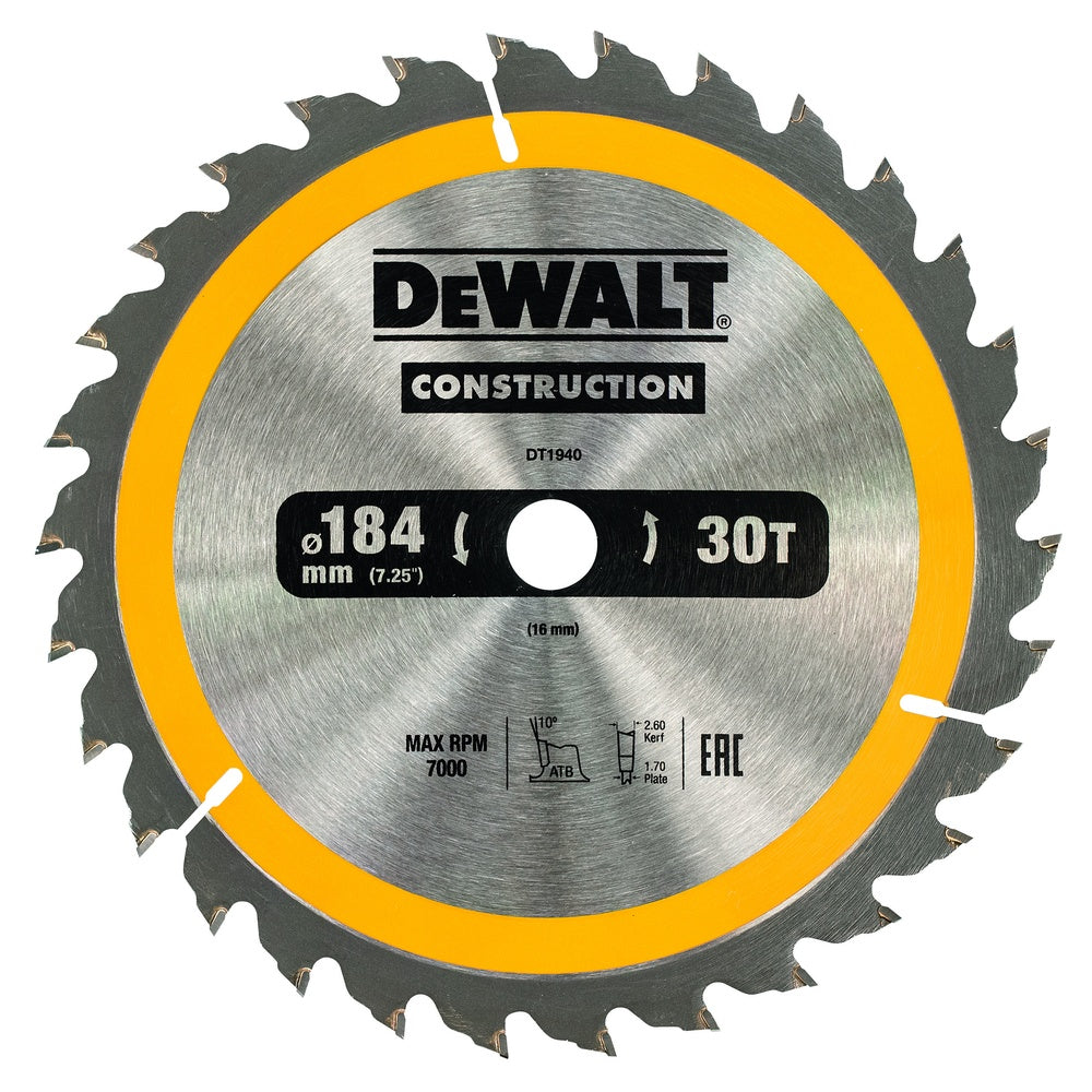 DEWALT Kreissägeblatt Handkr. 184/16mm 30 WZ DT1940-QZ