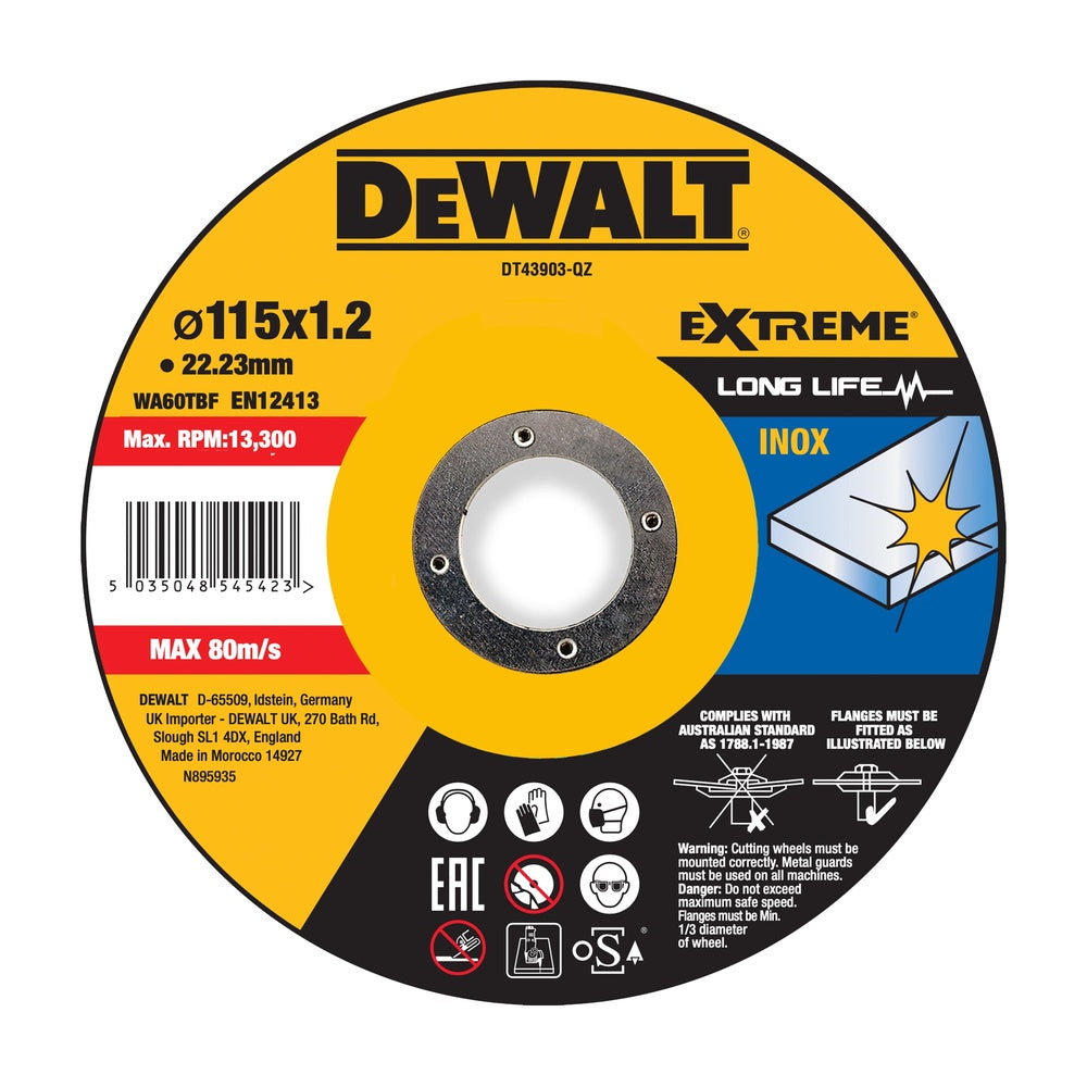 DEWALT Trennscheibe 115x1,2x22,23 mm Inox DT43903-QZ
