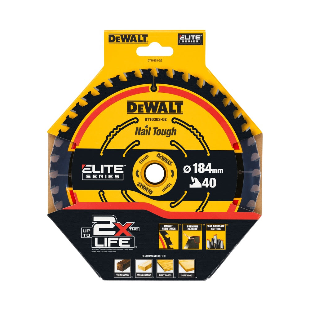 DEWALT ELITE Kreissägeblätt. 184/16 mm 40 WZ DT10303-QZ
