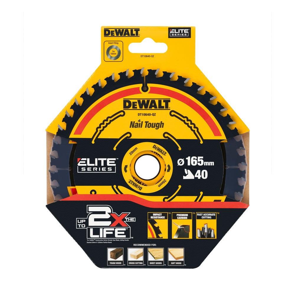 DEWALT ELITE Kreissägeblätt. 165/20 mm 40 WZ DT10640-QZ