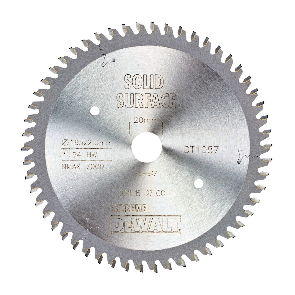 DEWALT Kreissägeblatt Handkr. 165/20mm 54 TFZ DT1087-QZ