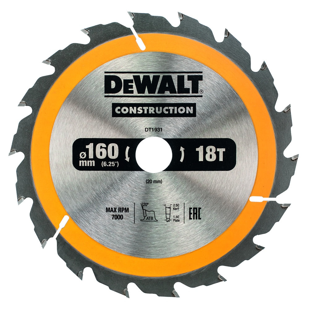 DEWALT Kreissägeblatt Handkr. 160/20mm 18 WZ DT1931-QZ