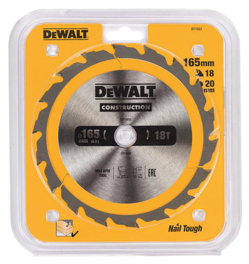 DEWALT Kreissägeblatt Handkr. 165/20mm 18 WZ DT1933-QZ