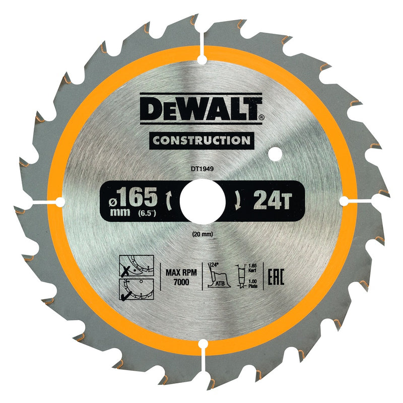 DEWALT Kreissägeblatt Akku 165/20mm 24 WZ DT1949-QZ