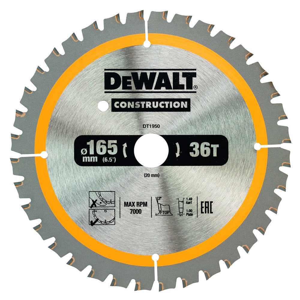 DEWALT Kreissägeblatt Akku 165/20mm 36 WZ DT1950-QZ