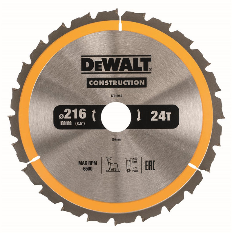 DEWALT Kreissägeblatt Stat. 216/30mm 24 WZ DT1952-QZ