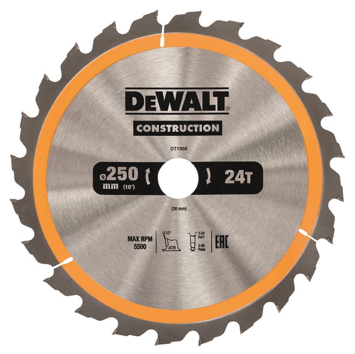 DEWALT Kreissägeblatt Stat. 250/30mm 24 WZ DT1956-QZ