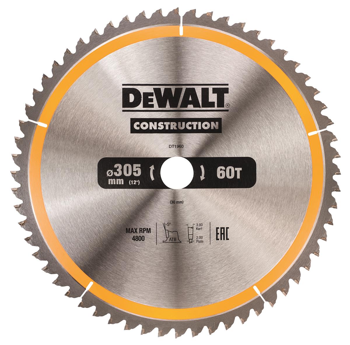 DEWALT Kreissägeblatt Stat. 305/30mm 60 WZ DT1960-QZ