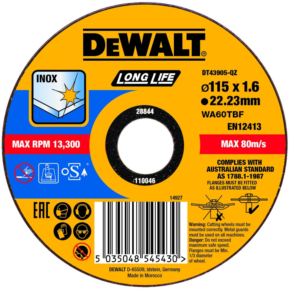 DEWALT Trennscheibe 115x1,6x22,23 mm Inox DT43905-QZ
