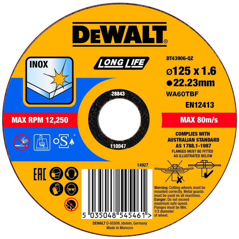 DEWALT Trennscheibe 125x1,6x22,23 mm Inox DT43906-QZ