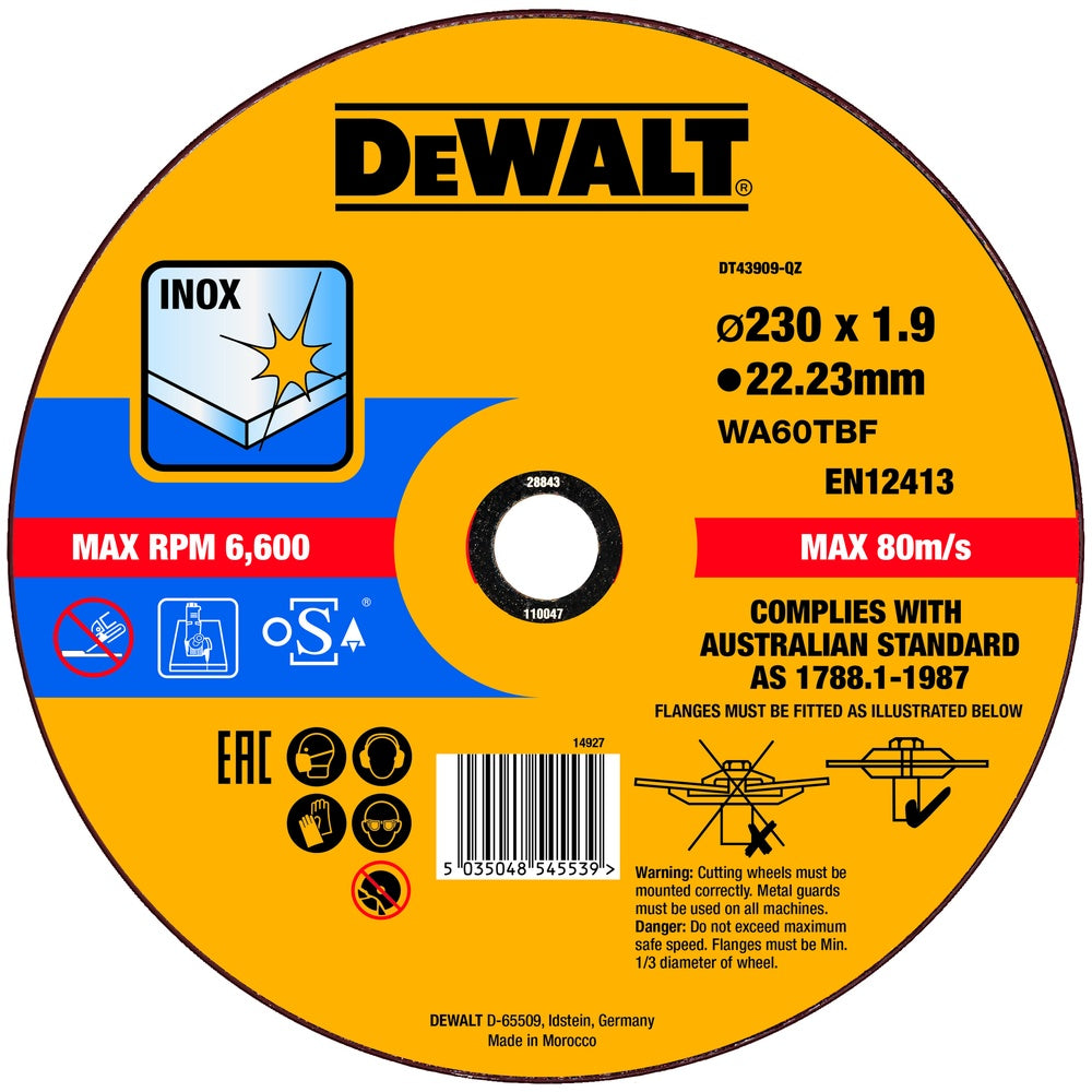 DEWALT Trennscheibe 230x1,9x22,23 mm Inox DT43909-QZ