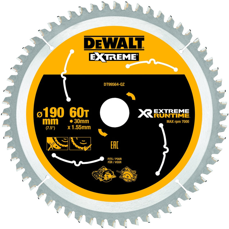 DEWALT Kreissägeblatt Handkr. 190/30mm 60 WZ/FZ DT99564-QZ