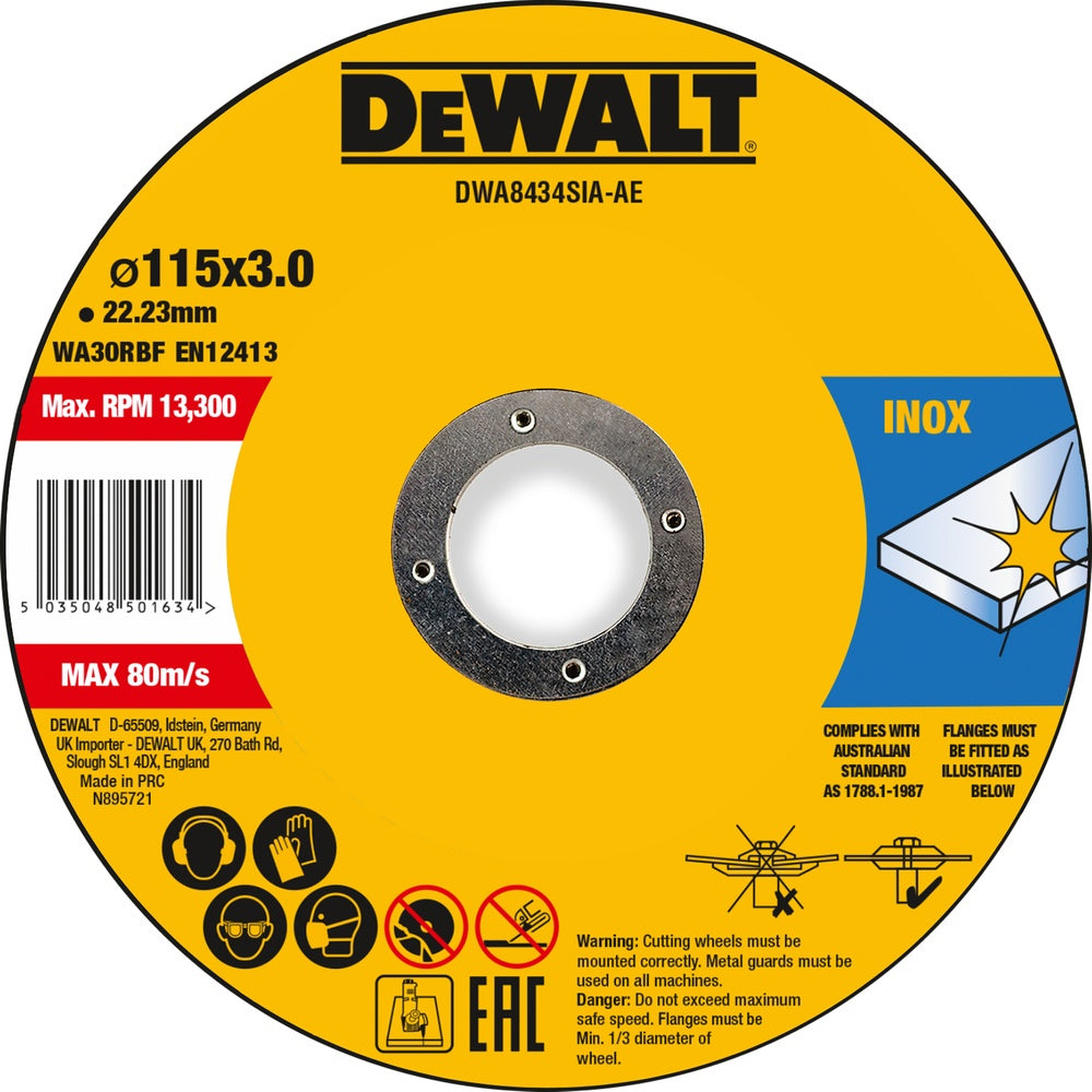 DEWALT Trennscheibe 115x3x22,23 mm Inox DWA8434SIA-AE