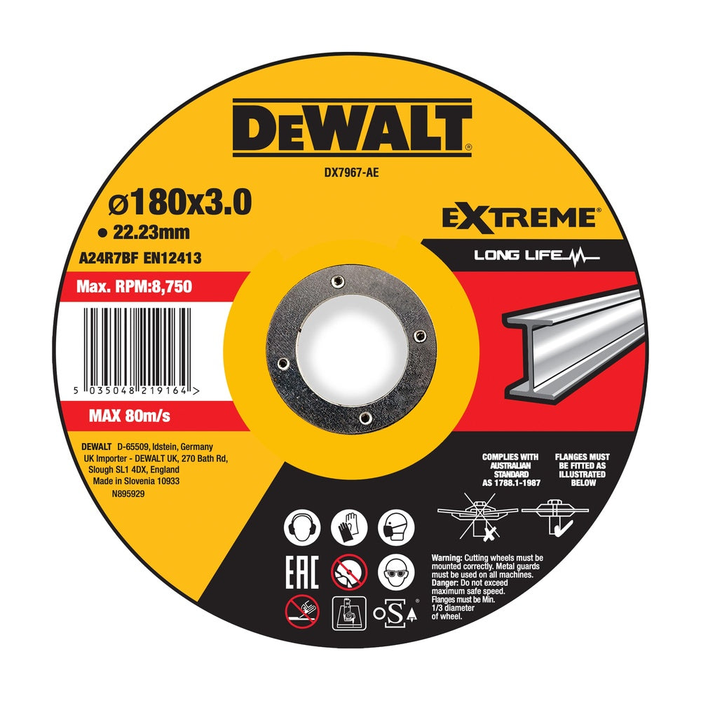 DEWALT Trennscheibe 180x3x22,23 mm Metall DX7967-AE